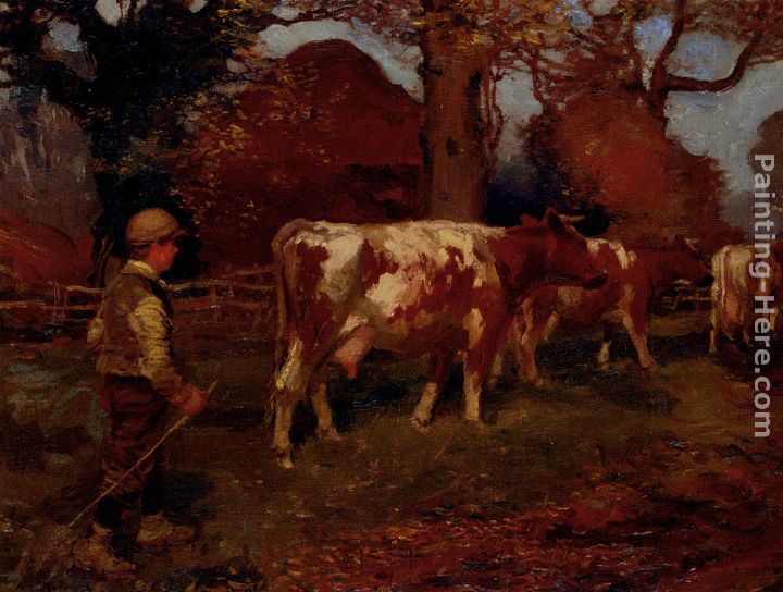 On The Way Home, The Cow Herd painting - Sir Alfred James Munnings On The Way Home, The Cow Herd art painting